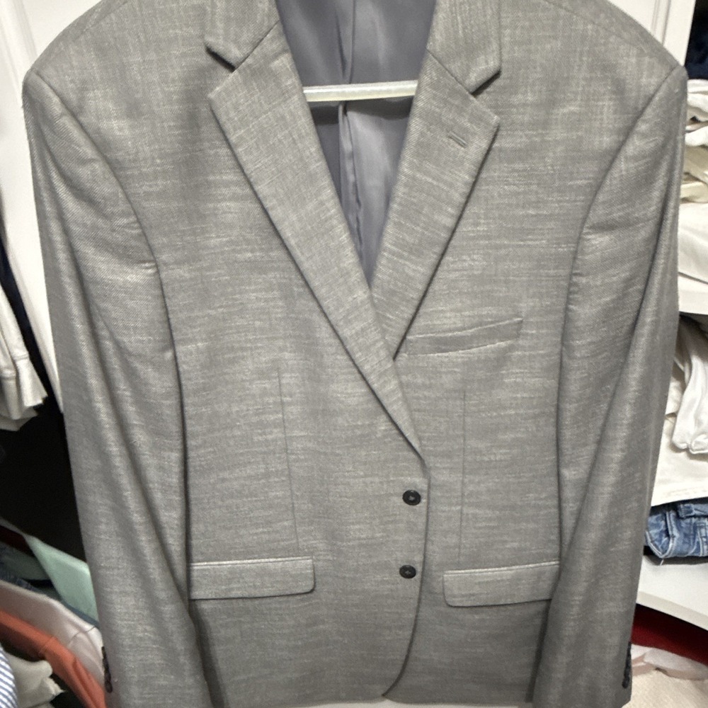 Van Heusen Mens Gray Flex Slim Fit Suit Jacket 46R 2-Button CA01129